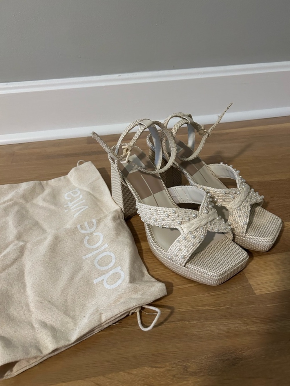 Dolce Vita Vanilla Pearl Block Heel Wedges